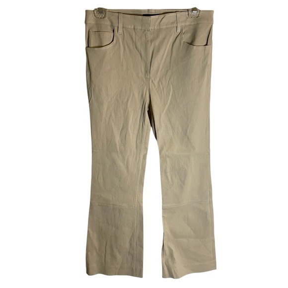 Theory Pants - Theory Cream color Boot Cut Lamb Leather Pants Size 4 capsule light academia